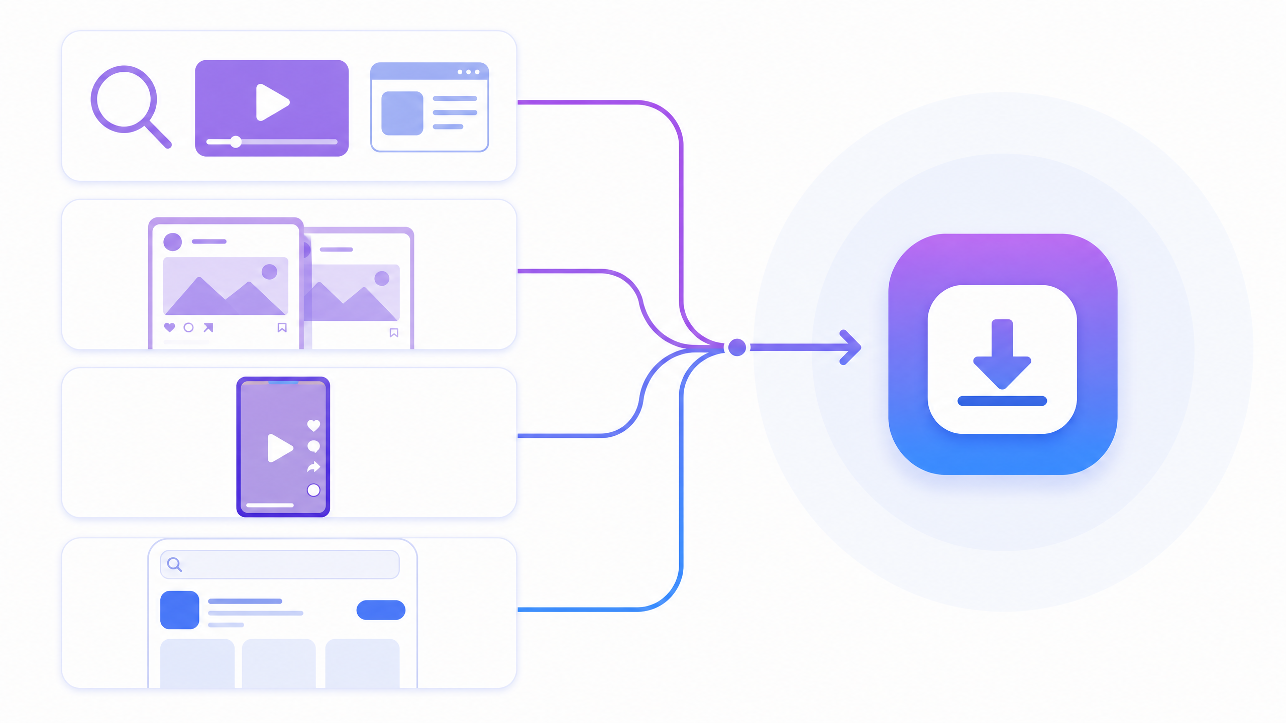 アプリ広告の主な4つの媒体。Googleは検索・Google Play・YouTubeなどにまとめて出す。Metaは FacebookとInstagramに出す。TikTokは縦型の動画で出す。Apple AdsはApp Storeの検索結果などに出す。どれも、広告からアプリストアに移ってインストールしてもらう